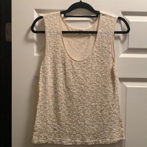 Scoop neck cream sequin top